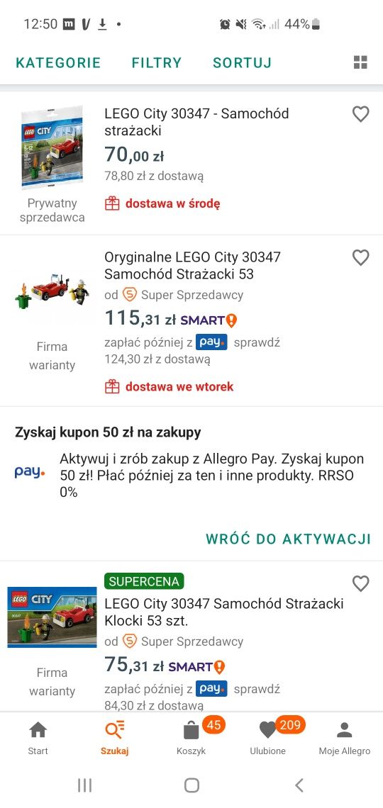 Zestaw Lego klocki samochód strażacki unikat z 2016 roku