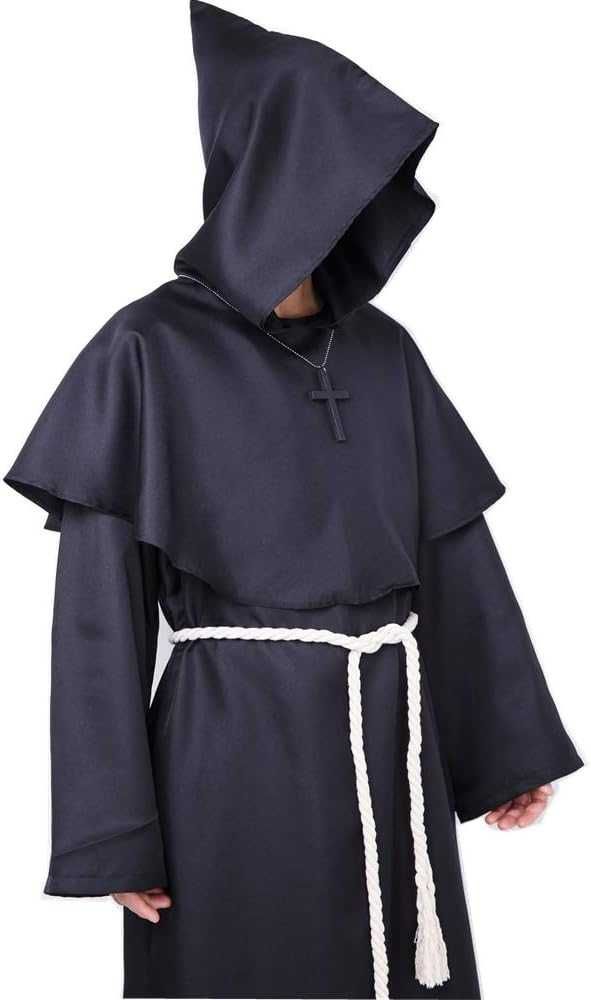 Fato de monge, padre, túnica medieval, renascimento, Canaval