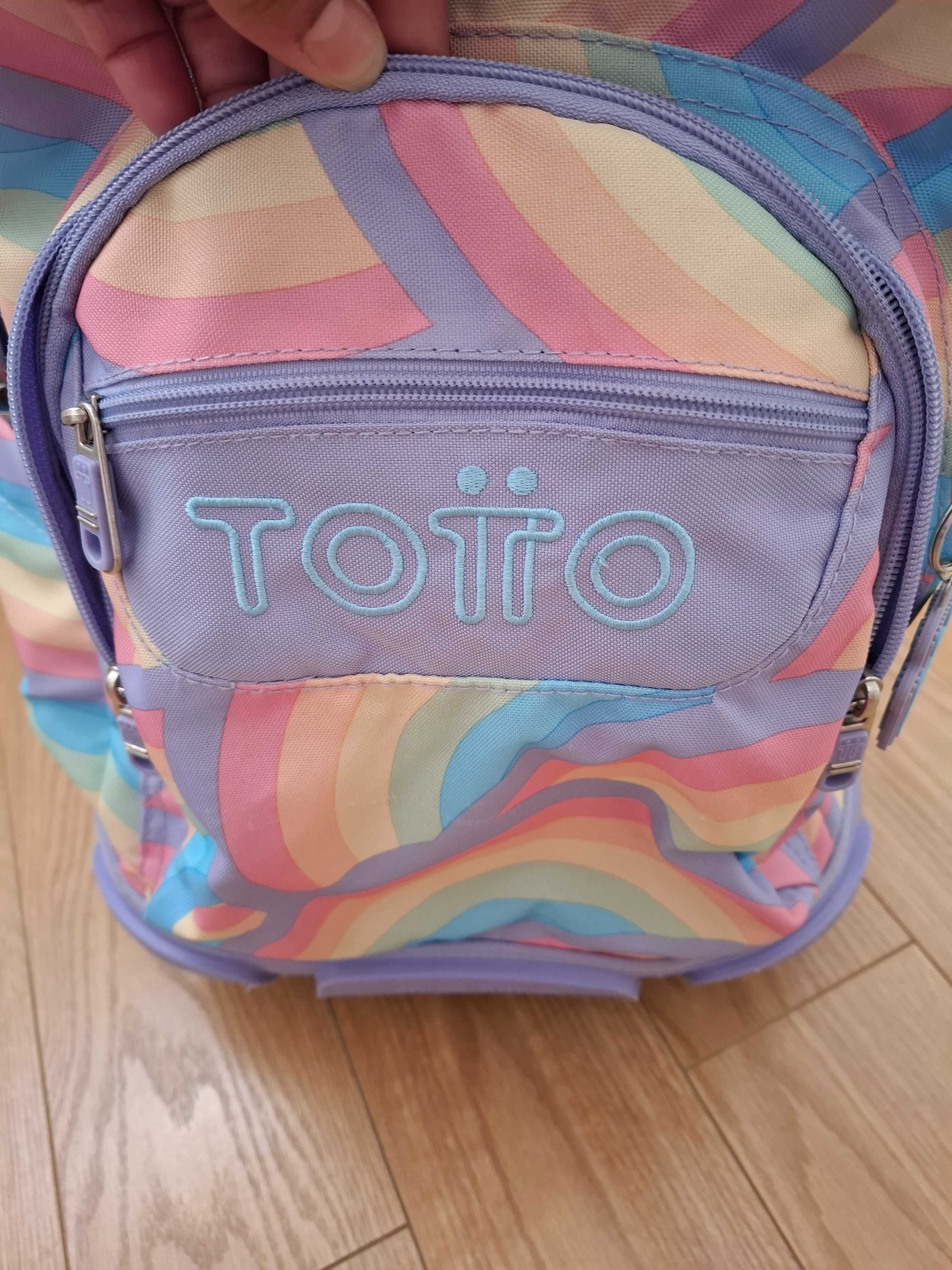 Mochila escolar com rodas arco-íris TOTTO