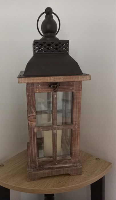 Lampion drewniany lampka swieca do ogorodu