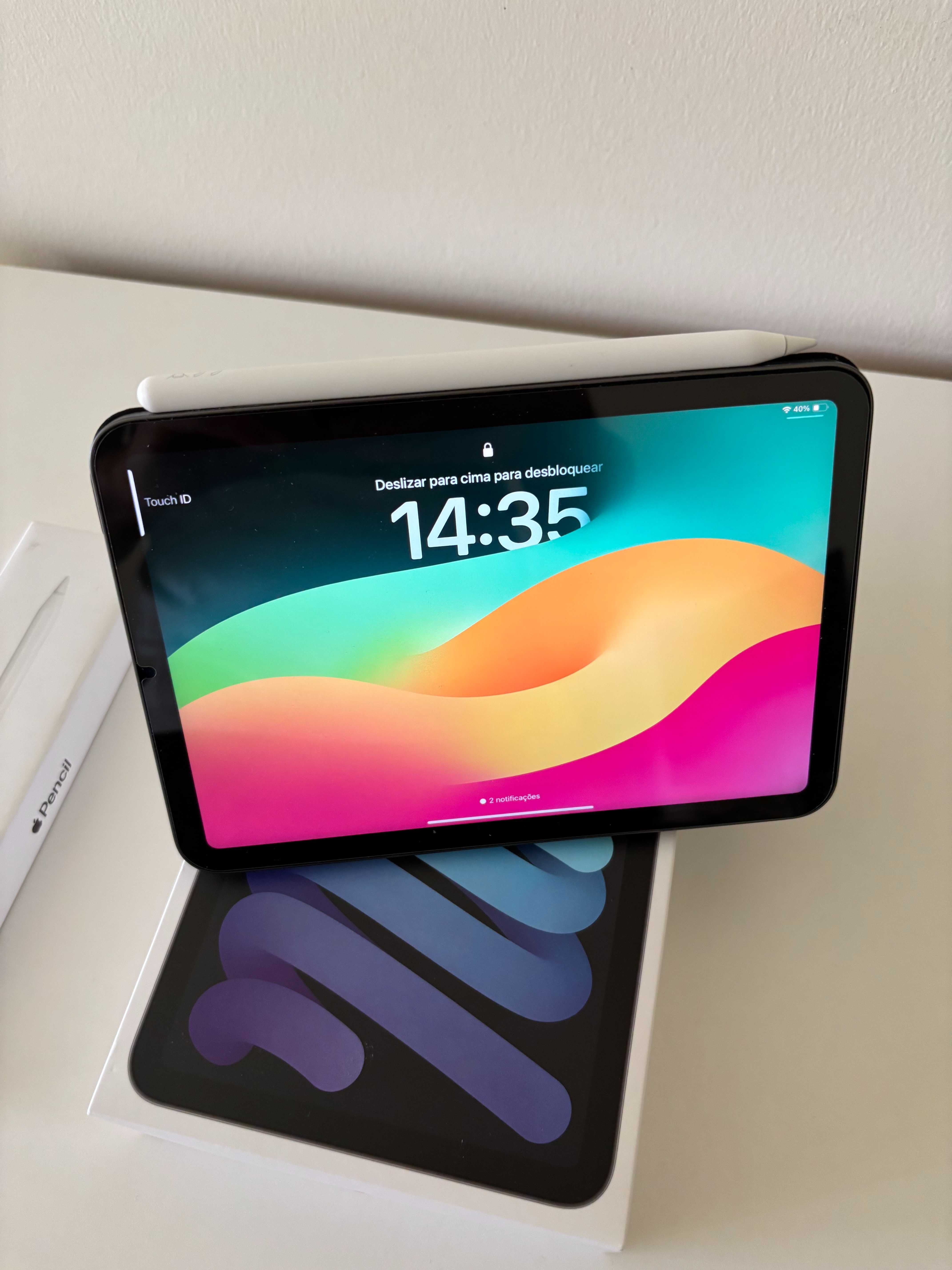 i p a d mini 6 64gb wifi + apple pencil 2 geraçao + esr capa