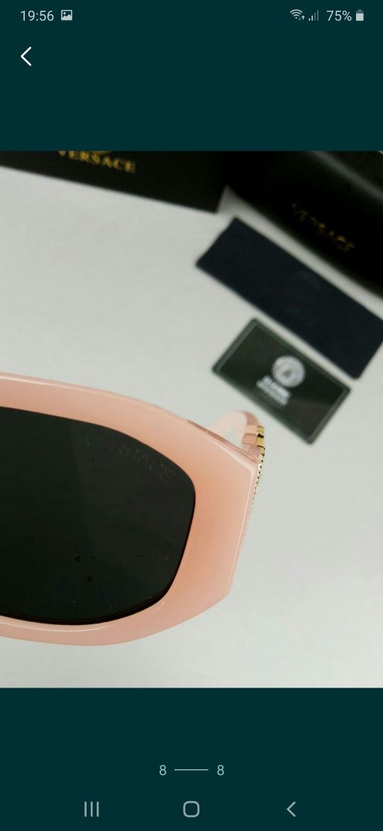 Versace очки женские нежно розовые пудровые с золотым лого