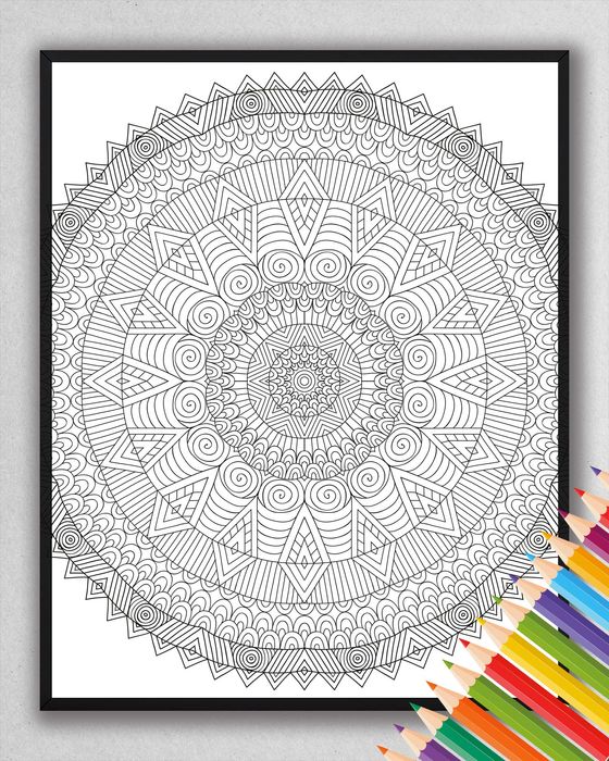 obraz do kolorowania mandala format 40x50cm, kolorowanka, plakat