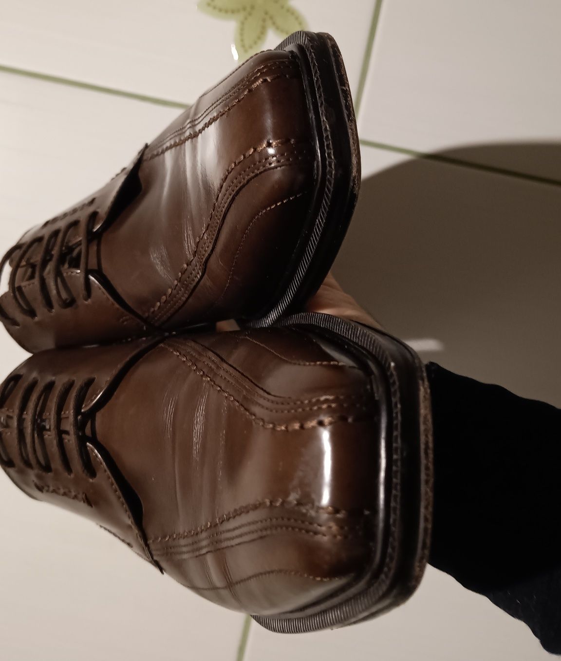 ECCO  Duńskie eleganckie męskie półbuty skórzane, 100% Skóra, Roz. 40