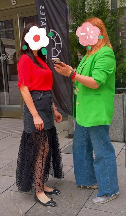 Джинсова спідниця з фатіном сіткою