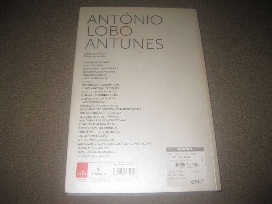 Livro "Comissão das Lágrimas" de António Lobo Antunes