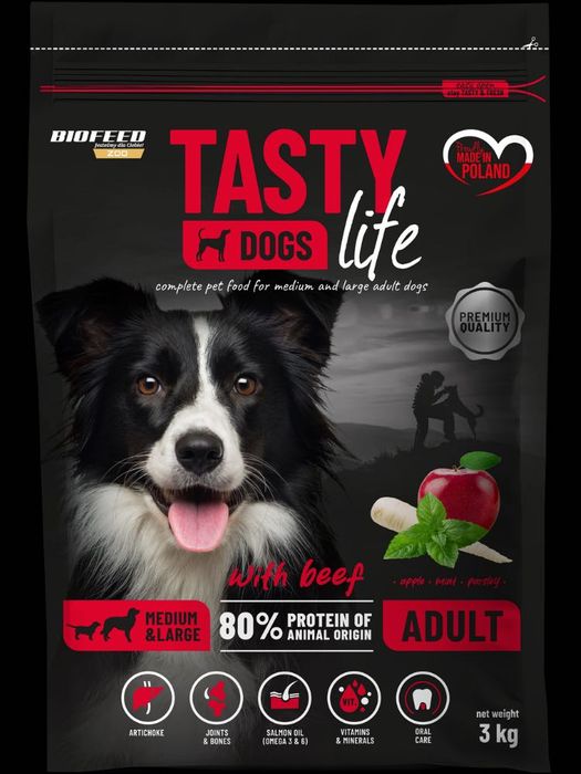 BioFeed Tasty Dogs Life z wołowiną 3kg karmy dla średnich i dużych ras