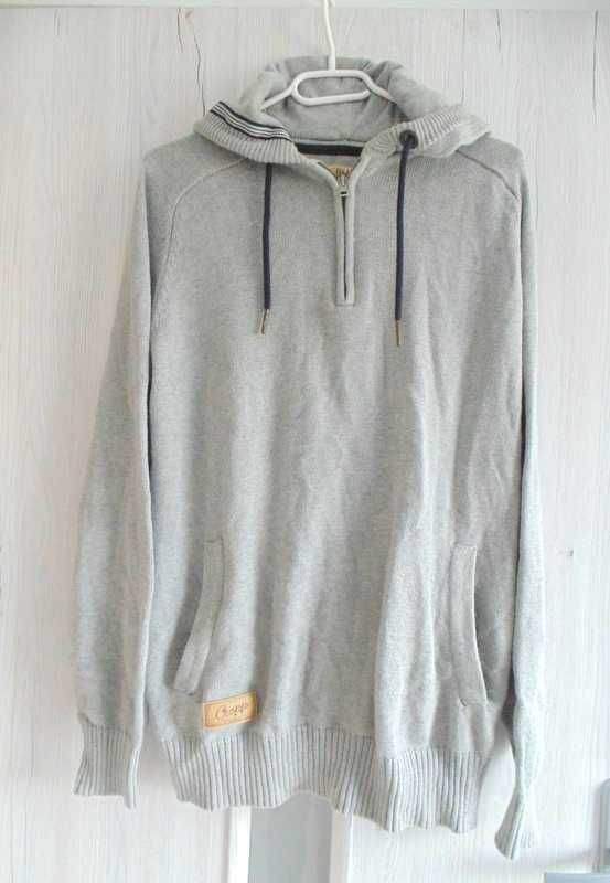 Cropp cieplutki popielaty sweter męski z kapturem L/XL