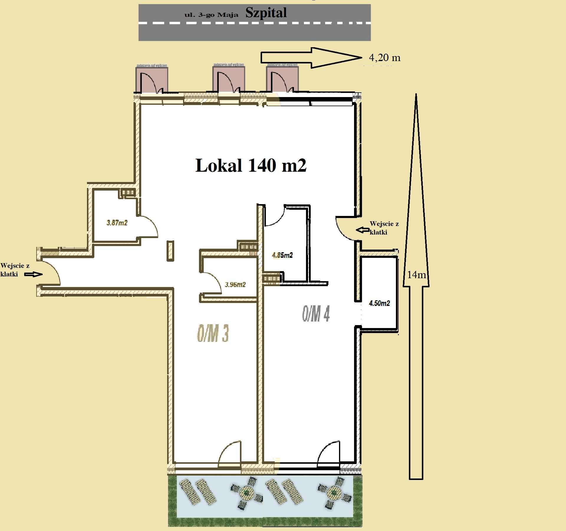 Wynajme lokal usługowy 65m2 do 140m2 Wyszków