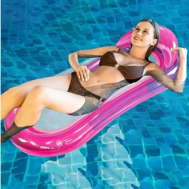 MATERAC DMUCHANY  LEŻAK PLAŻOWY 160x85cm fotel wodny z siatką