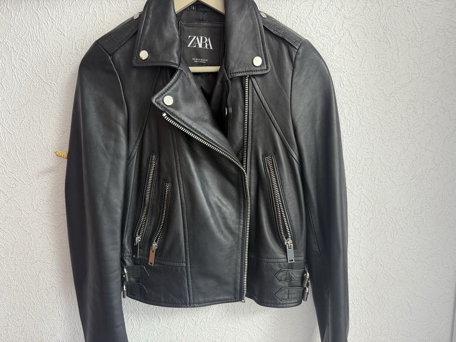 Косуха zara з натуральноі шкіри , розмір xs-s , ідеальний стан