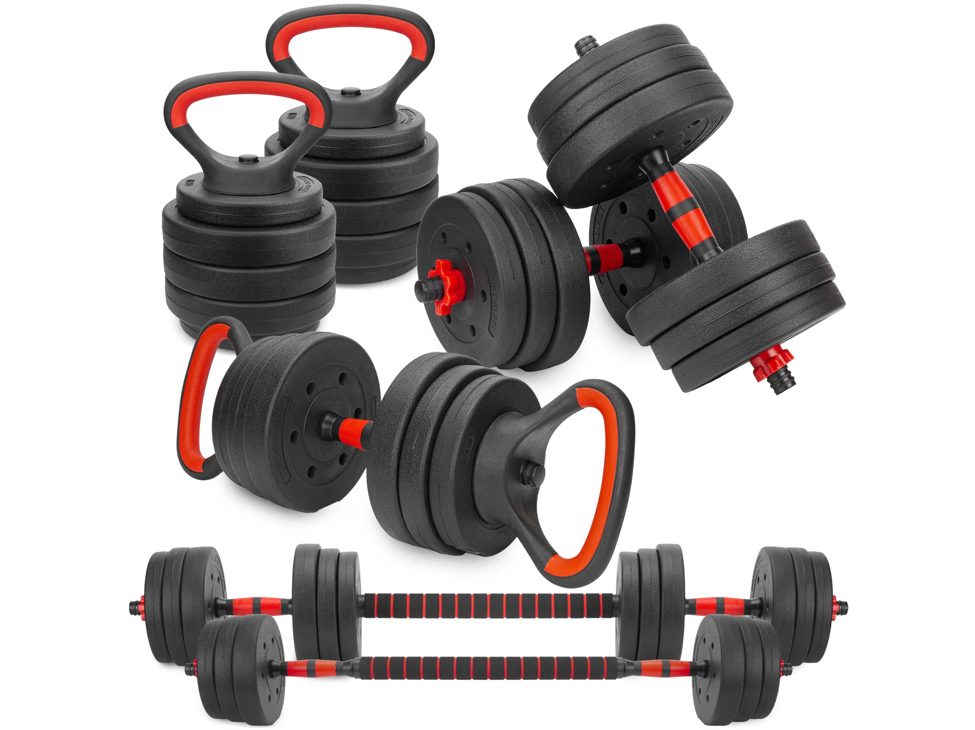 Hantle bitumiczne regulowane 2x10kg 20kg 2x UCHWYT do KETTLEBELL BI