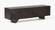 Szafka RTV z drewna mangowego Louis z ryflowanym frontem 180X43X55cm