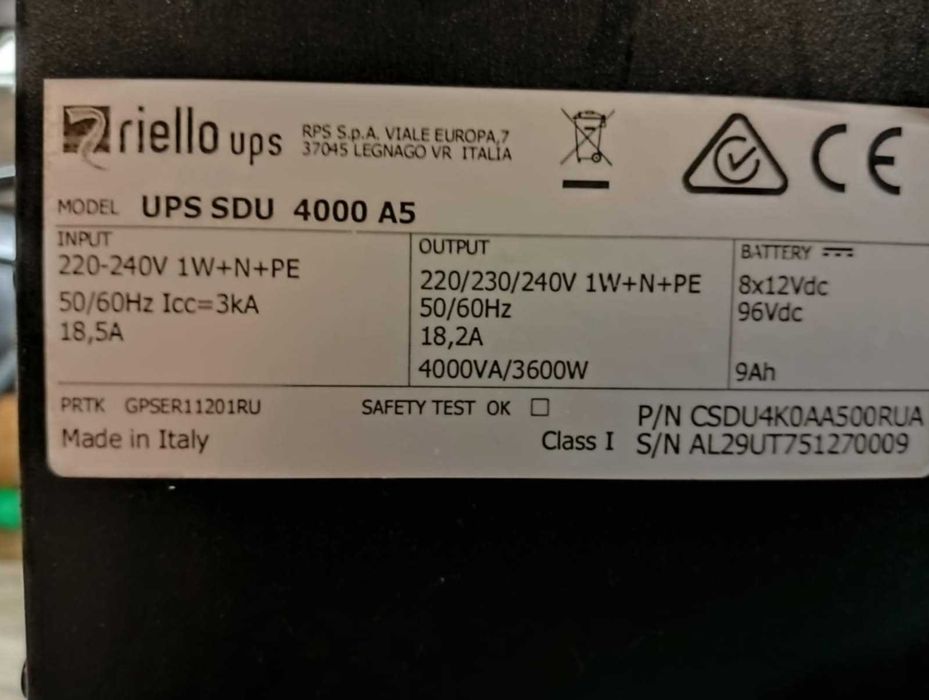 Sprzedam UPS Riello SDU 4000 A5 – jak nowy!