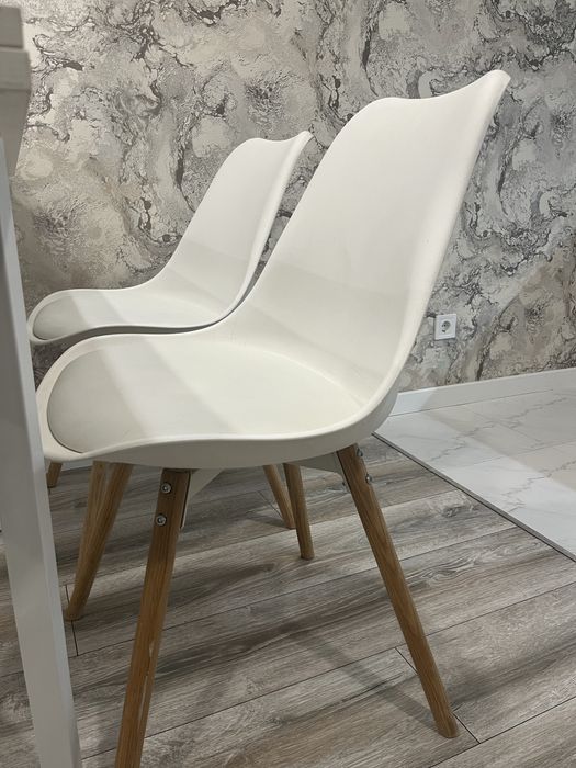 Стілець обідній KASTRUP білий/натуральний дуб