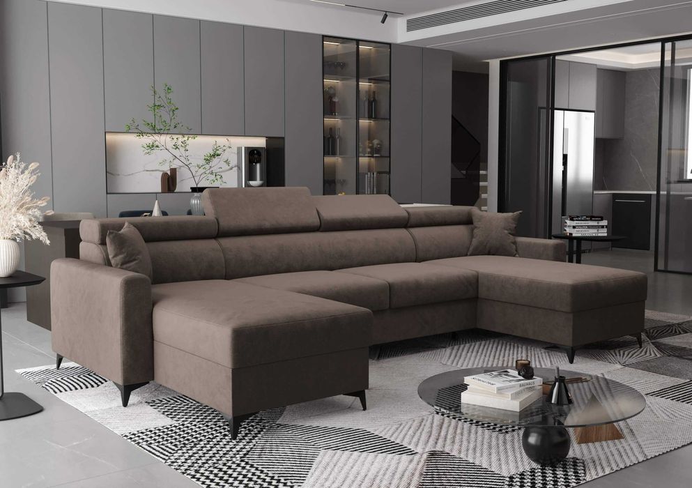 Narożnik Rozkładany Funkcja Spania Avanti U Zagłówki VeroLux