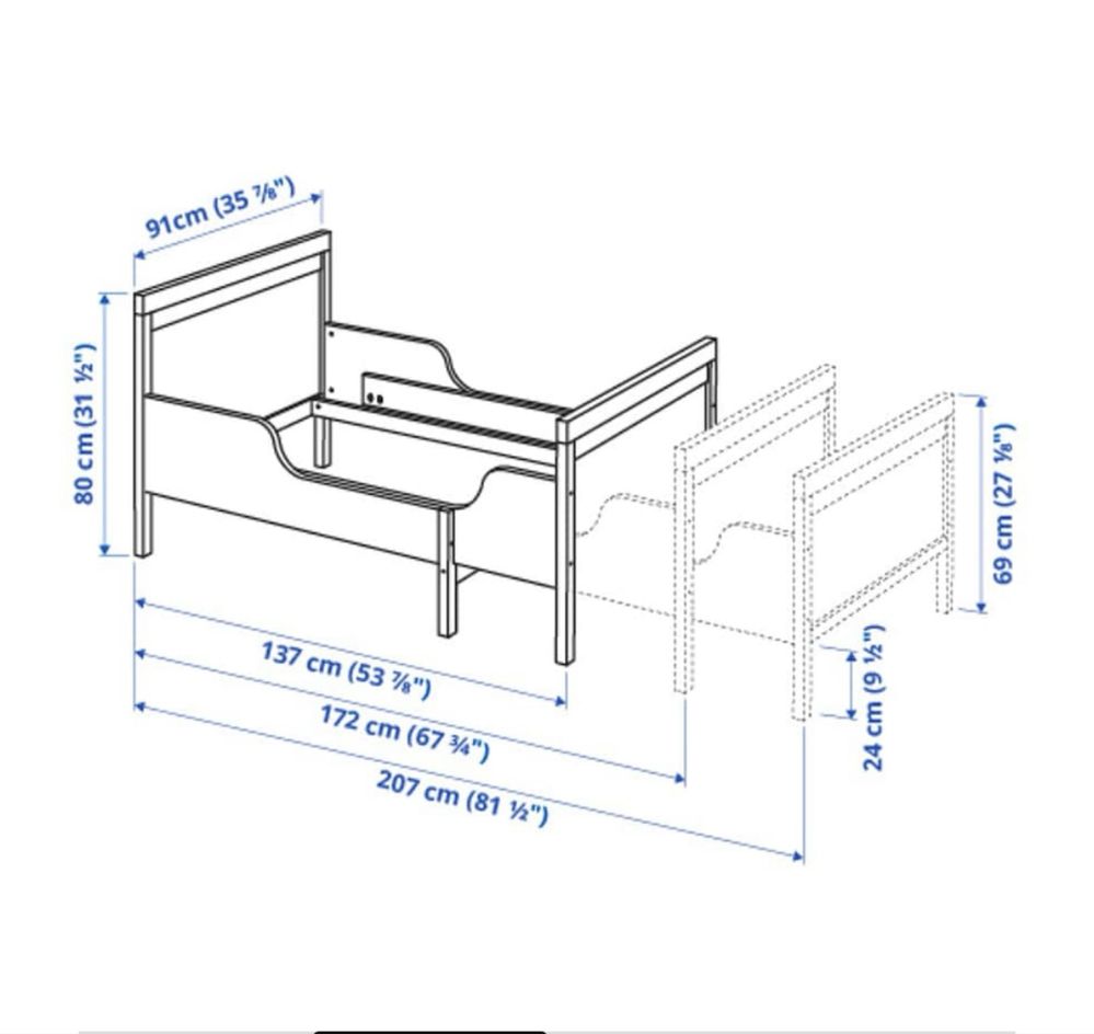 Łóżko rosnące Sundvik Ikea z materacem