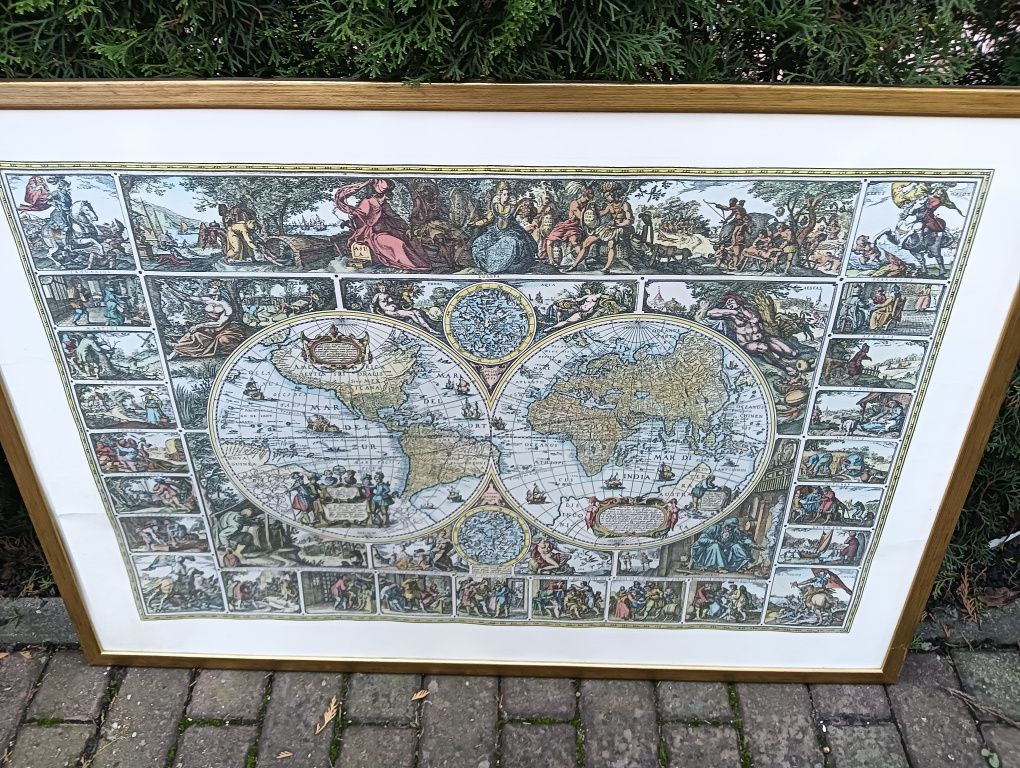 Obraz litografia mapa swiata