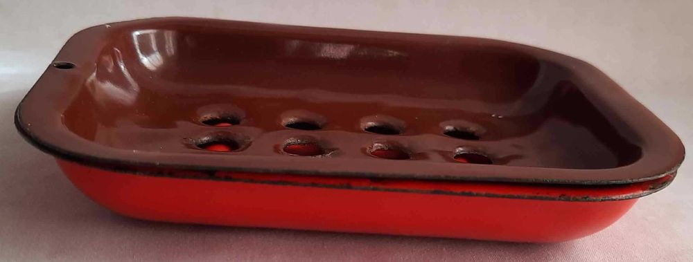 Olkusz Mydelniczka z Podstawkiem Emalia Klasyk PRL Vintage