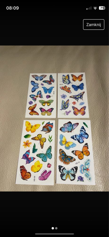 Tatuaże zestaw dla dziewczynki dla dzieci tatoo motyle