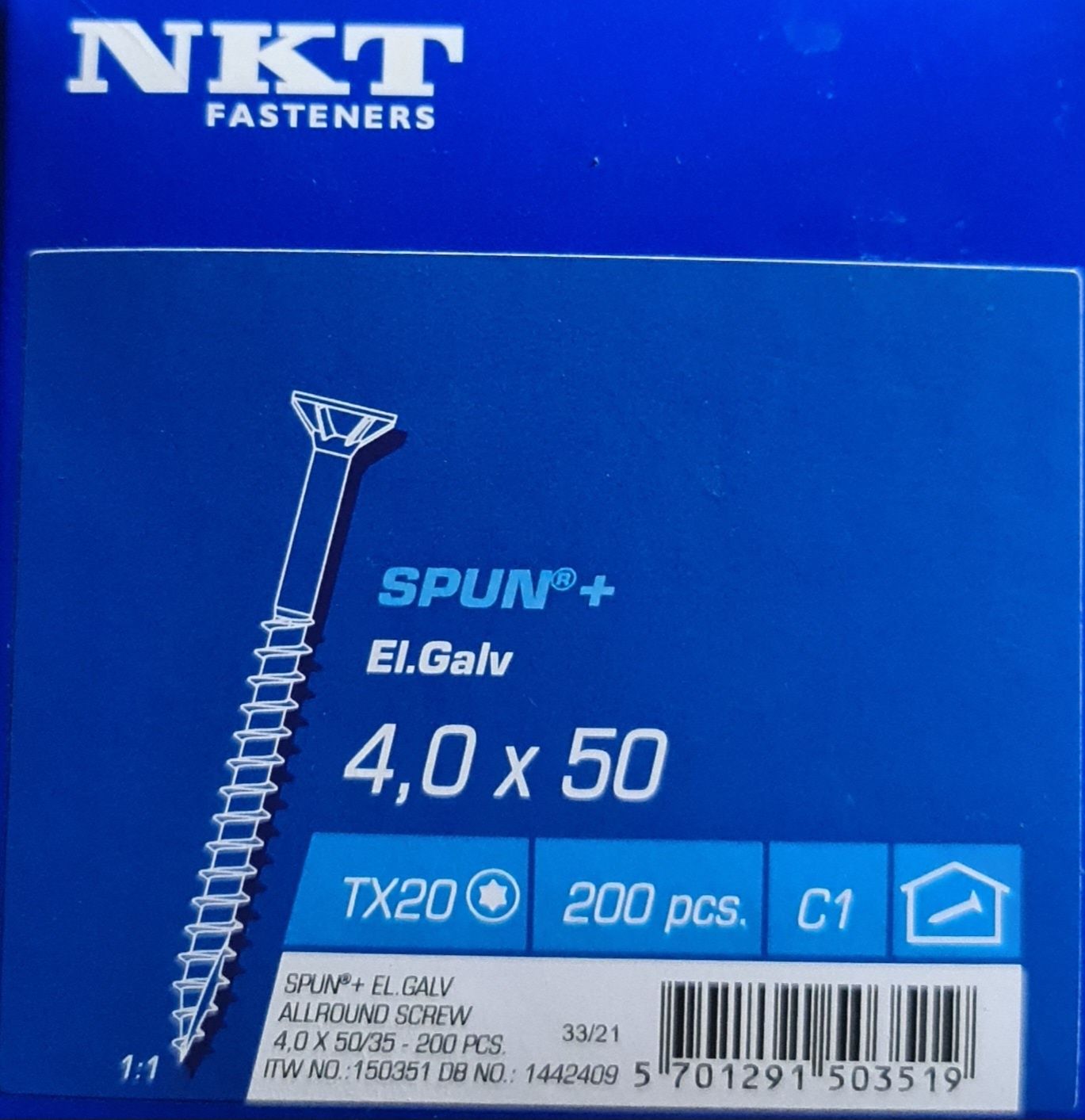 Wkręty do drewna- FASTENERS SPUN®+, ocynk