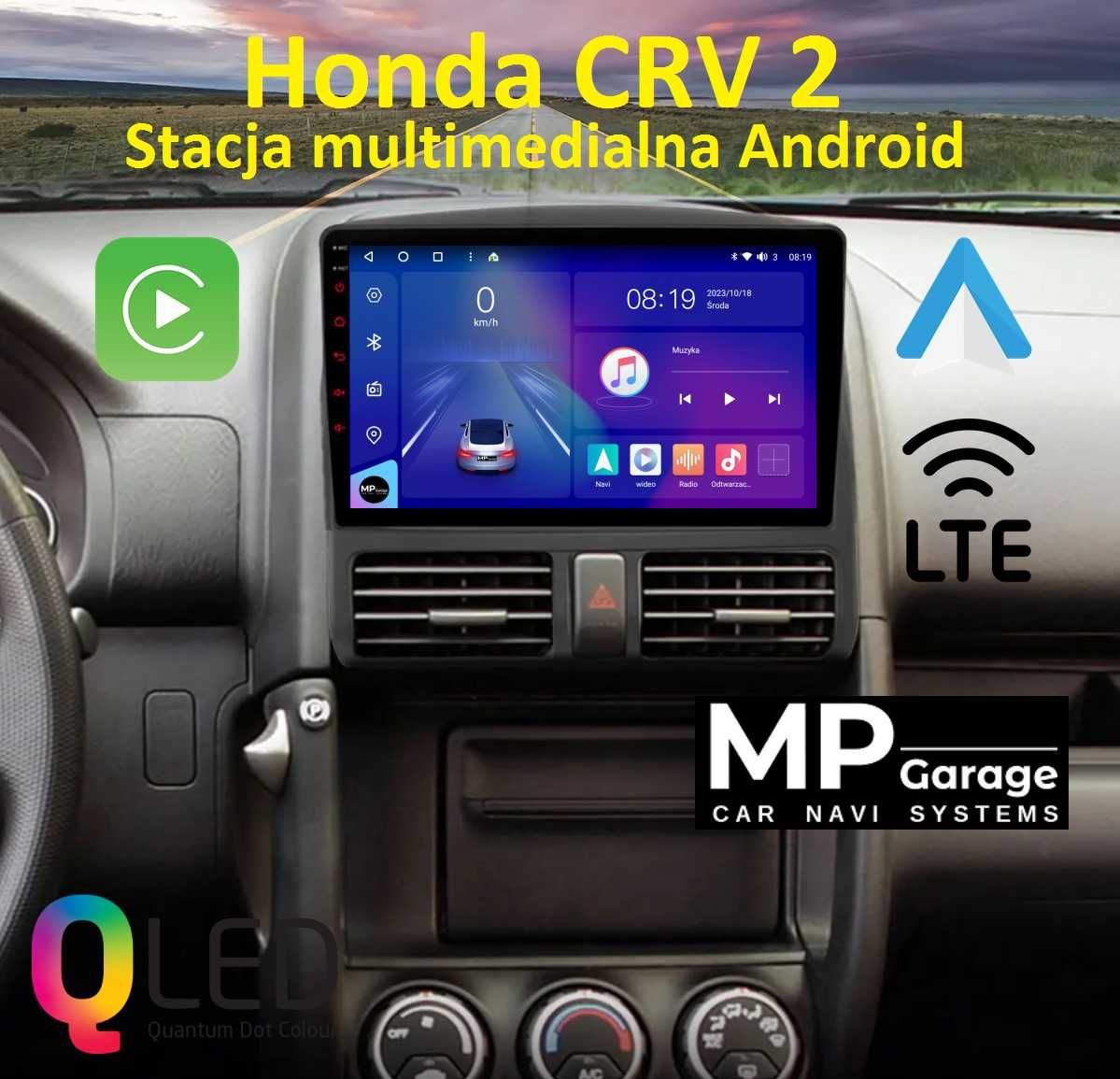 Radio Android Honda CRV 2 Qled CarPlay/AndroidAuto Montaż Gwarancja PL