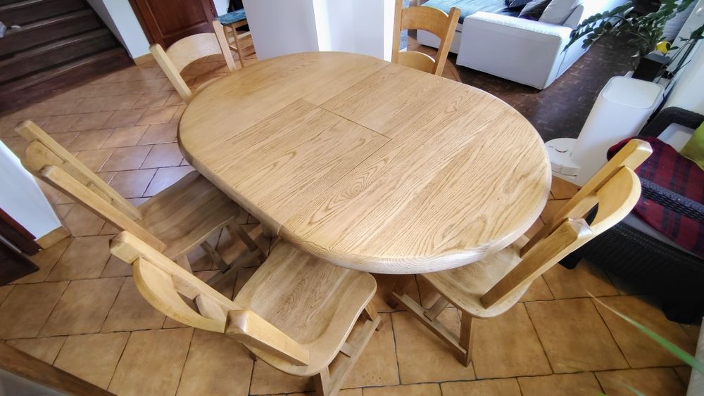 Stół dębowy do jadalni + krzesla