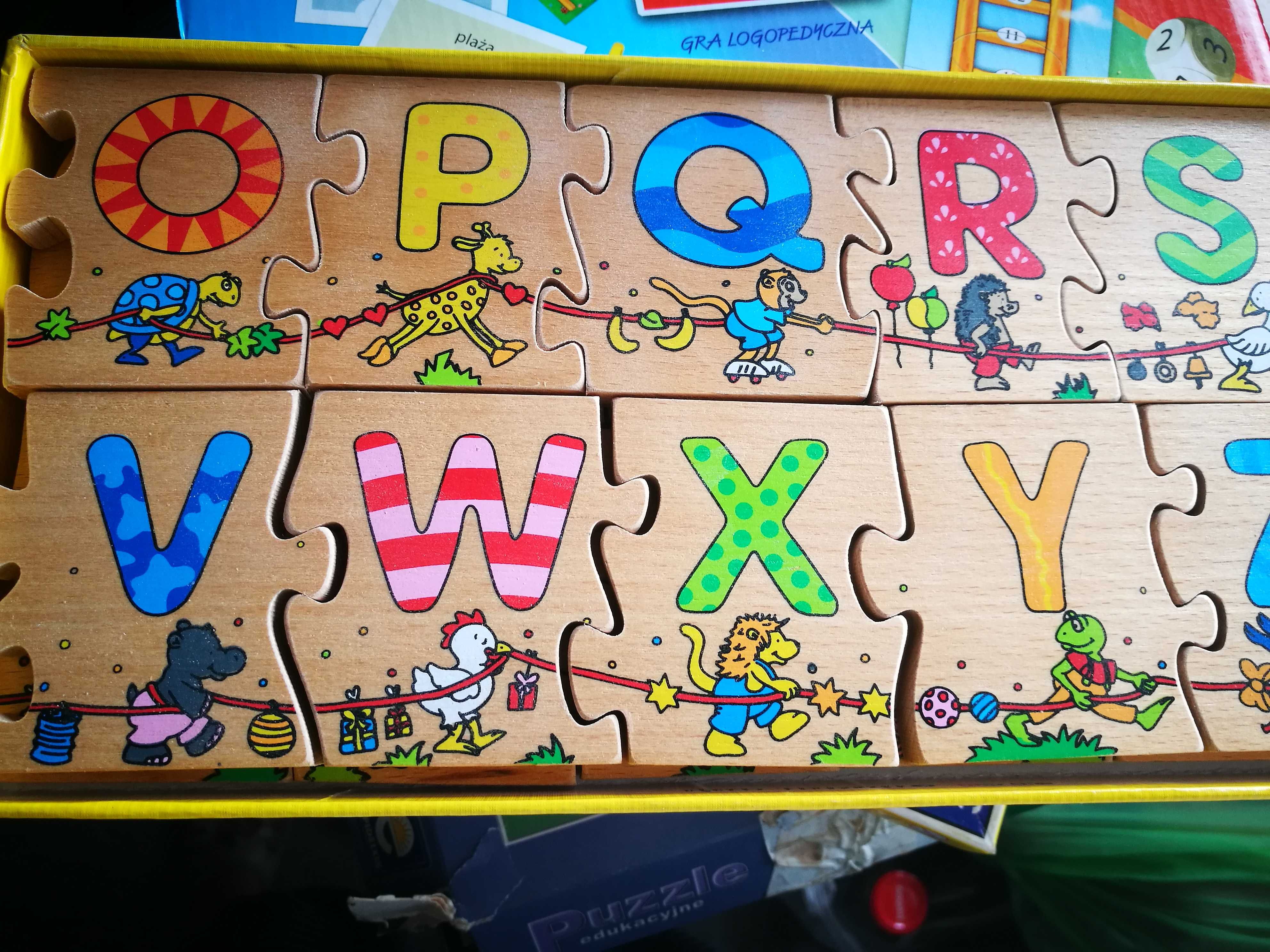 Puzzle edukacyjne alfabet drewno nowa