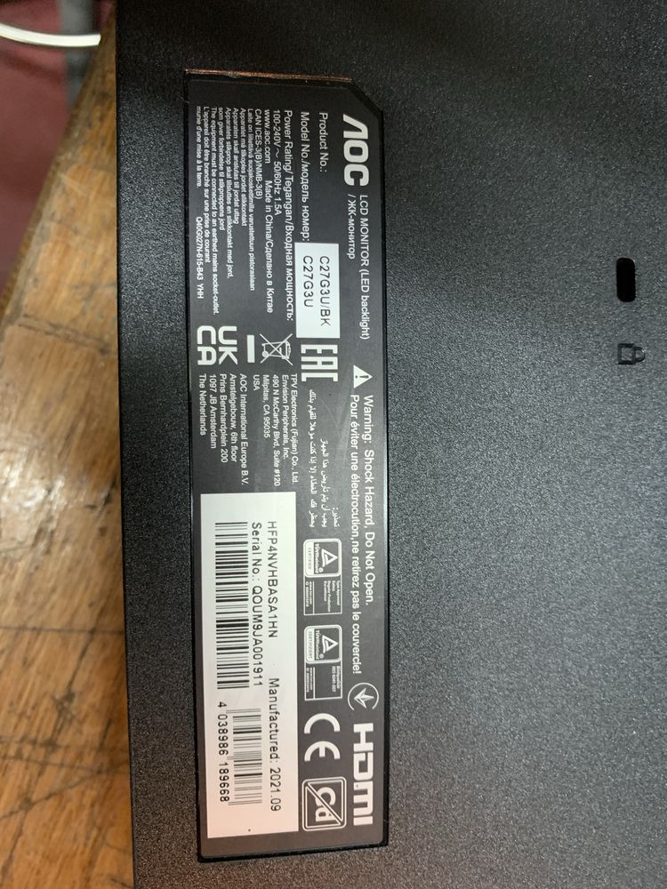 Kit De Placas ( Fonte + CPU ) De Monitor Gaming AOC ( Peças )