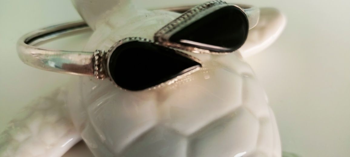 Vintage stara bransoletka srebro 925 Onyx
