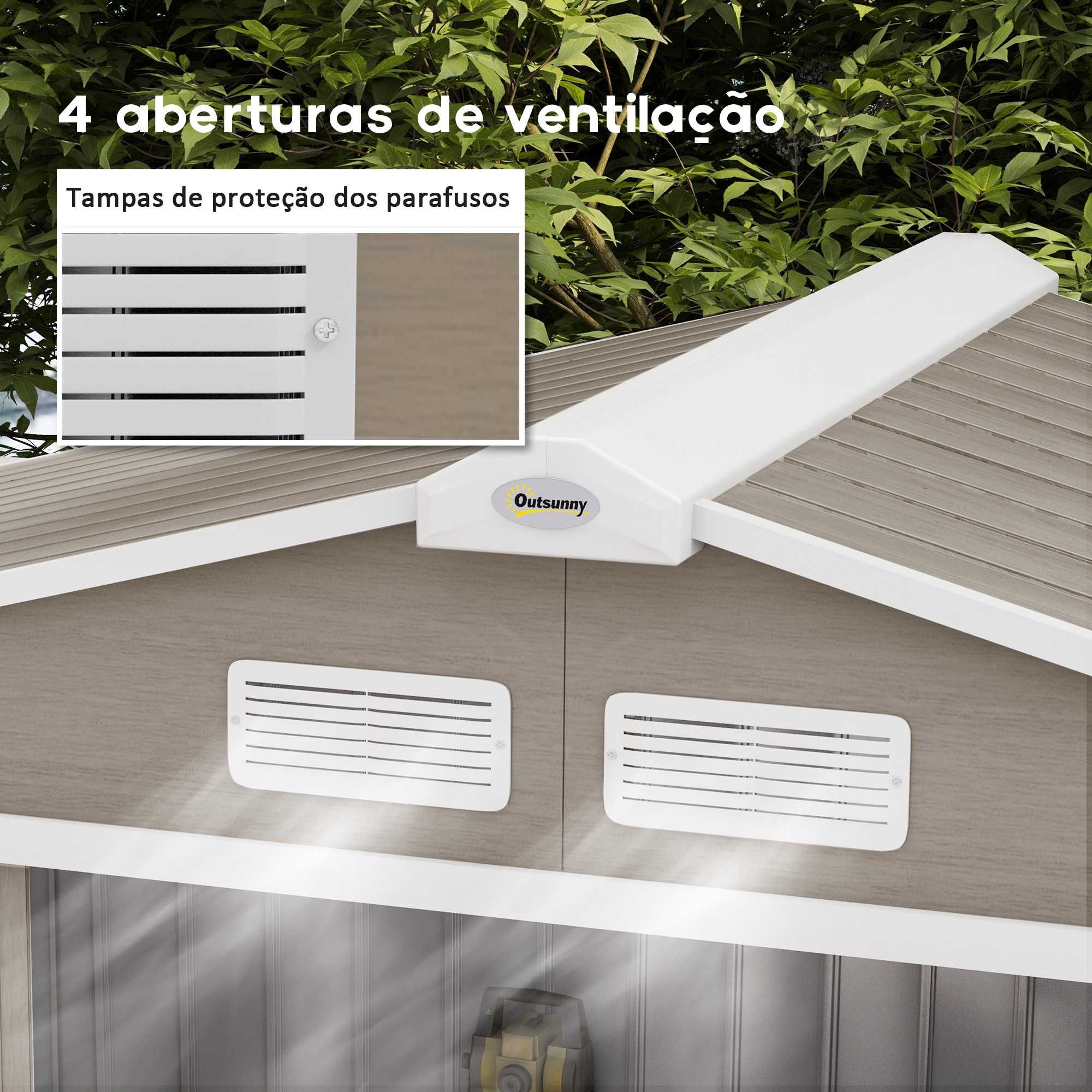Abrigo de Jardim Metálico 213x130x185cm Efeito Madeira NOVO