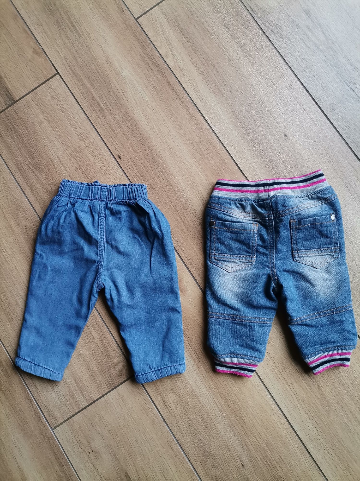 2 pary jeansów spodni ocieplanych 74