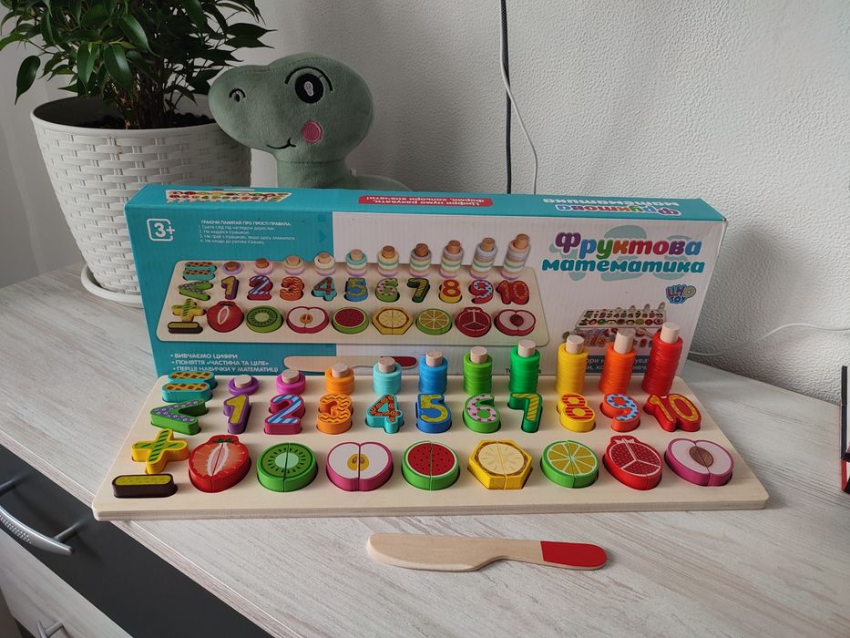 Розвиваюча дерев'яна іграшка Limo toy Фруктова математика сортер