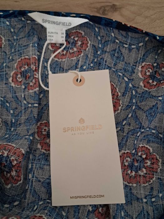 Vestido comprido estampado Springfield, novo