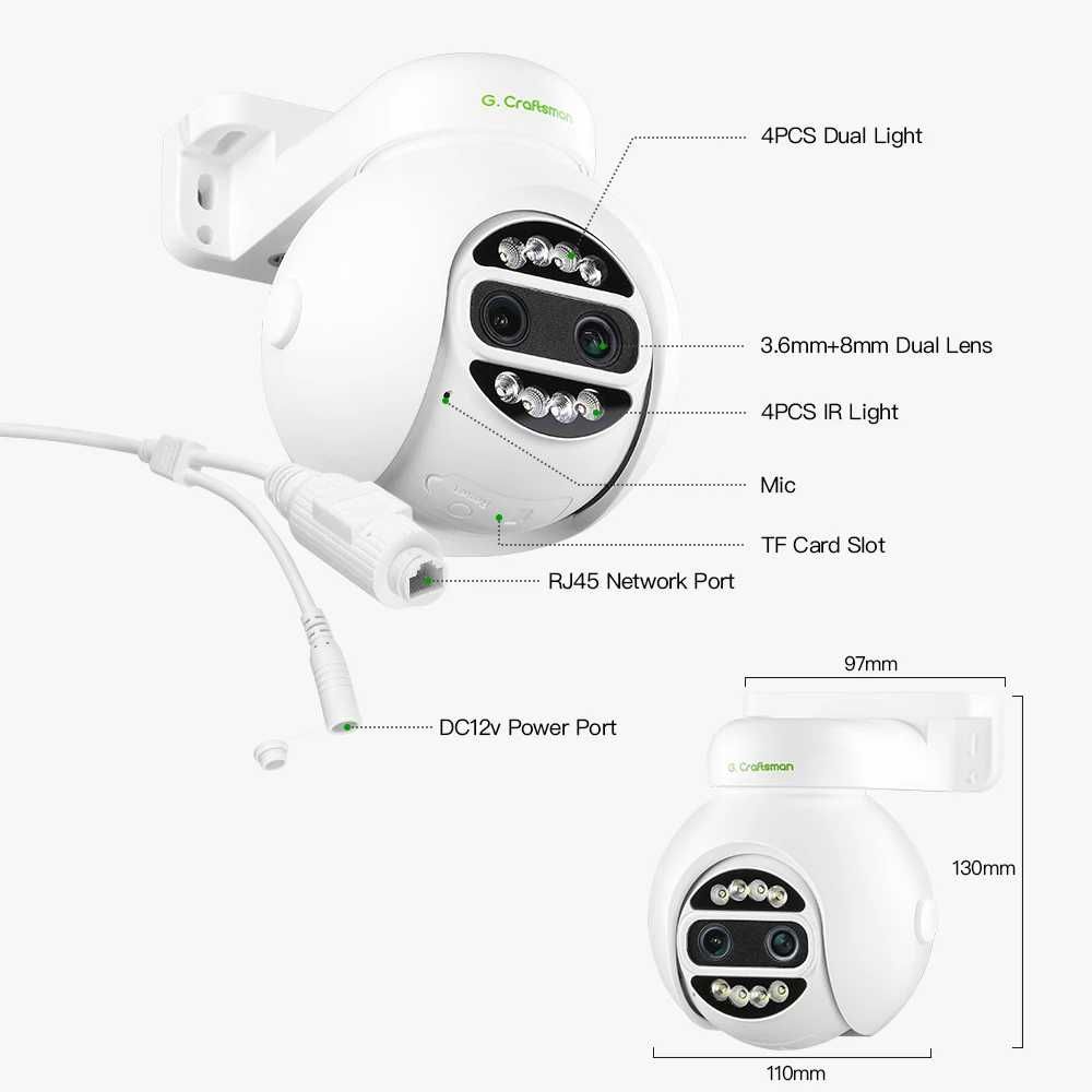 XMEYE G.C POE PTZ 4MP 3.6mm + 8mm Zoom  Outdoor IP Camera
