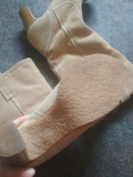 Чоботи George шкіряні зимові сапоги  натуральний замш бежеві 36