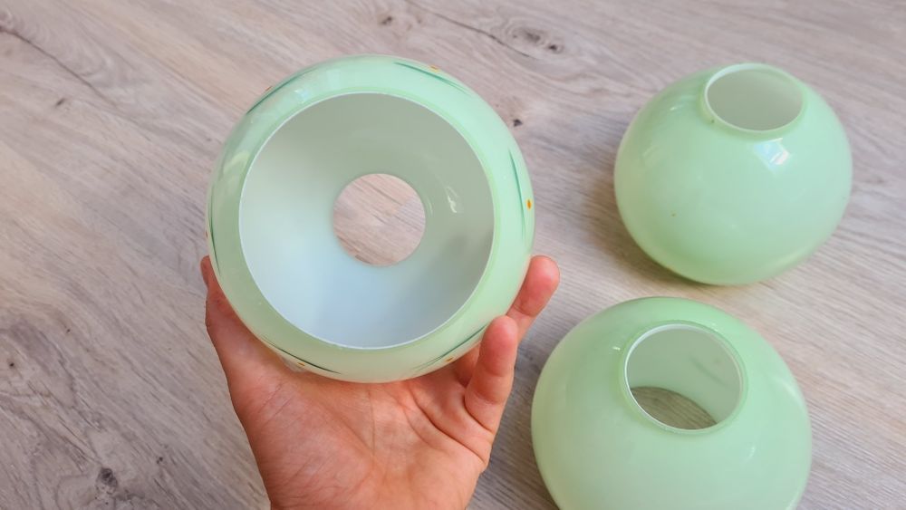 Klosze do lampy PRL 3 szuki wzorek Mięta