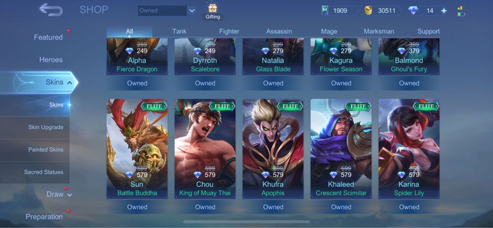 Аккаунт под Чу Mobile legends