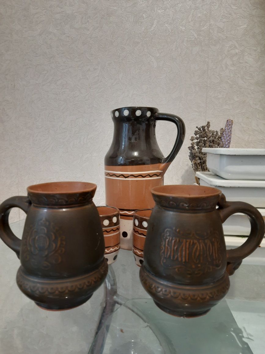 Два глиняних келихи, для пива, квасу та декору