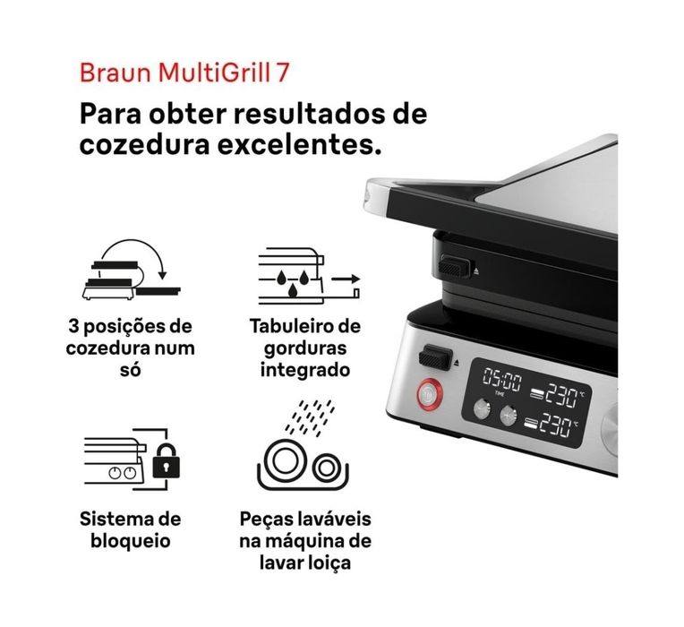 Grelhador BRAUN Multigrill 7 - NOVO (Garantia até Outubro 2028)