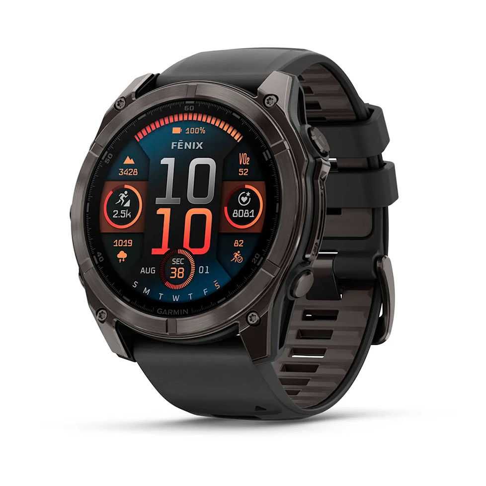Garmin Fenix 8  AMOLED Sapphire 51мм з чорним силіконовим ремінцем