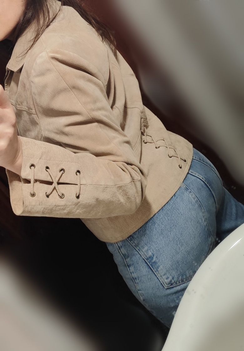 Casaco Blazer Pele Vintage Joie de Vivre - Beje