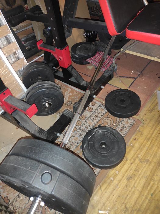 Siłownia ławeczka stojaki gryf hentelki 80kg