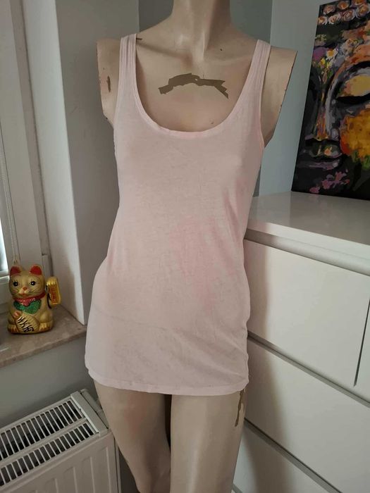 S 36 H&M jasnoróżowy tank top na ramiączkach bawełniany Soft Grunge