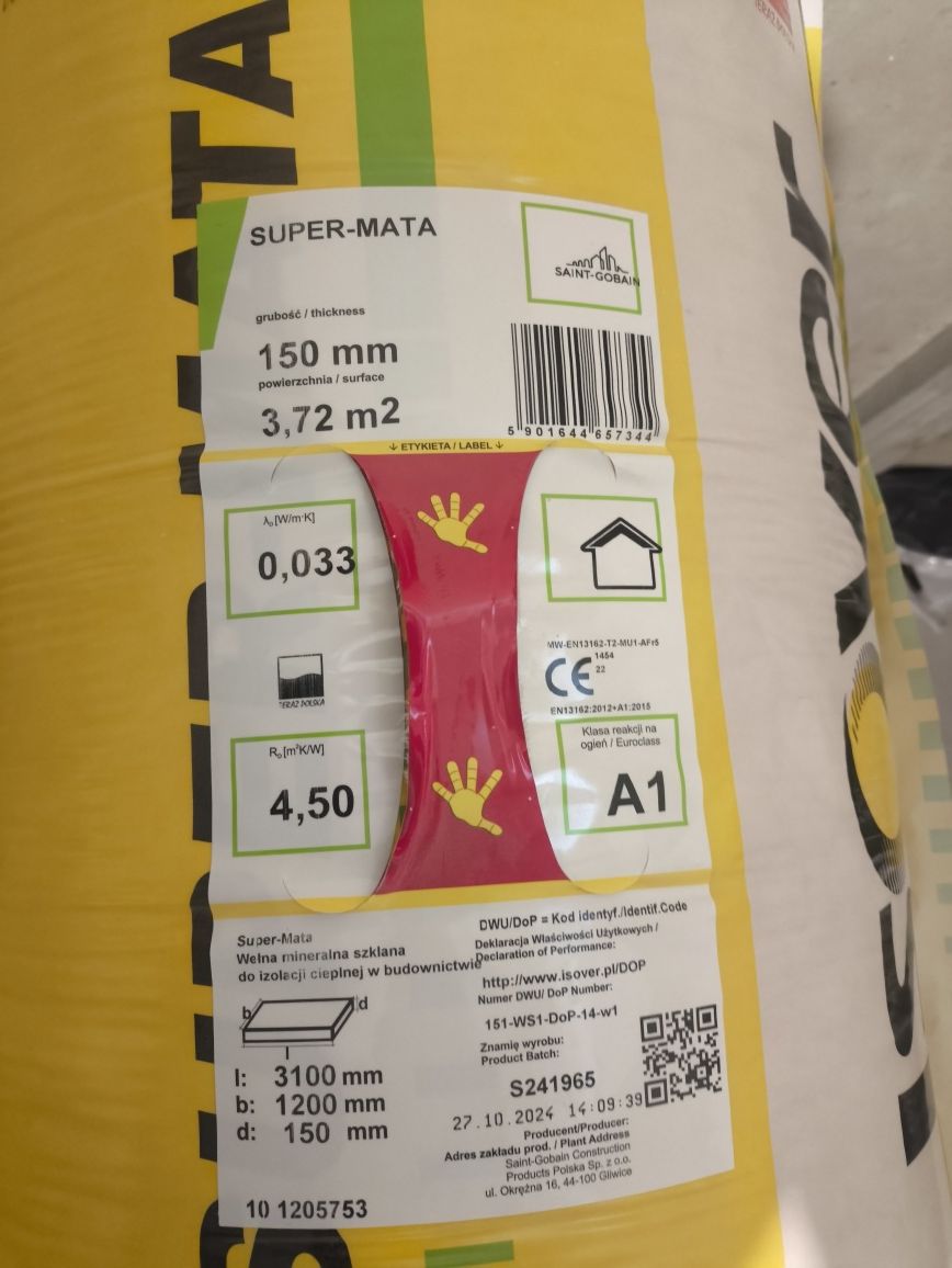 Isover Super Mata 150mm, 15cm, 3.72m², wełna mineralna 3 rolki