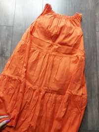 Sukienka ciążowa neonowa przewiewna wygodna pomarańczowa