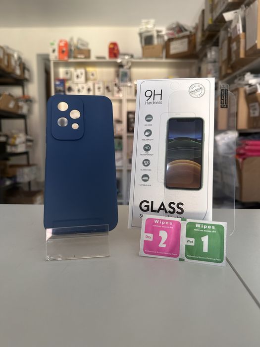 Etui Matt niebieskie + SZKŁO hartowane do HONOR 200 LITE 5G