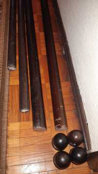 Varões duplos em madeira com argolas