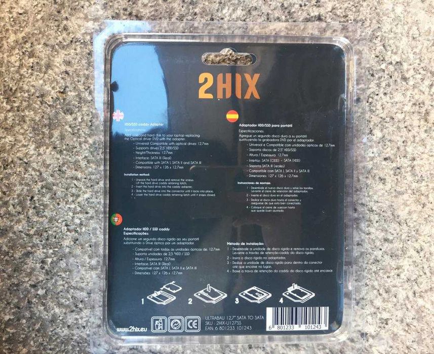 Caddy 12.7mm para Disco de 2.5" / Adaptador Caddy para disco SSD/HDD