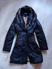 Płaszcz czarny kurtka futerko wiosenno jesienna kurtka rozmiar m